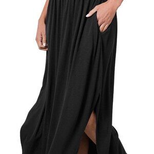 Elegant Black Maxi Skirt with Pockets